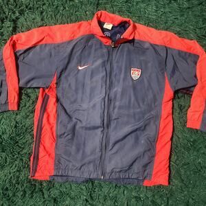 Vintage Nike USA Soccer Track Jacket Red Navy Full Zip Swoosh Olympic Style